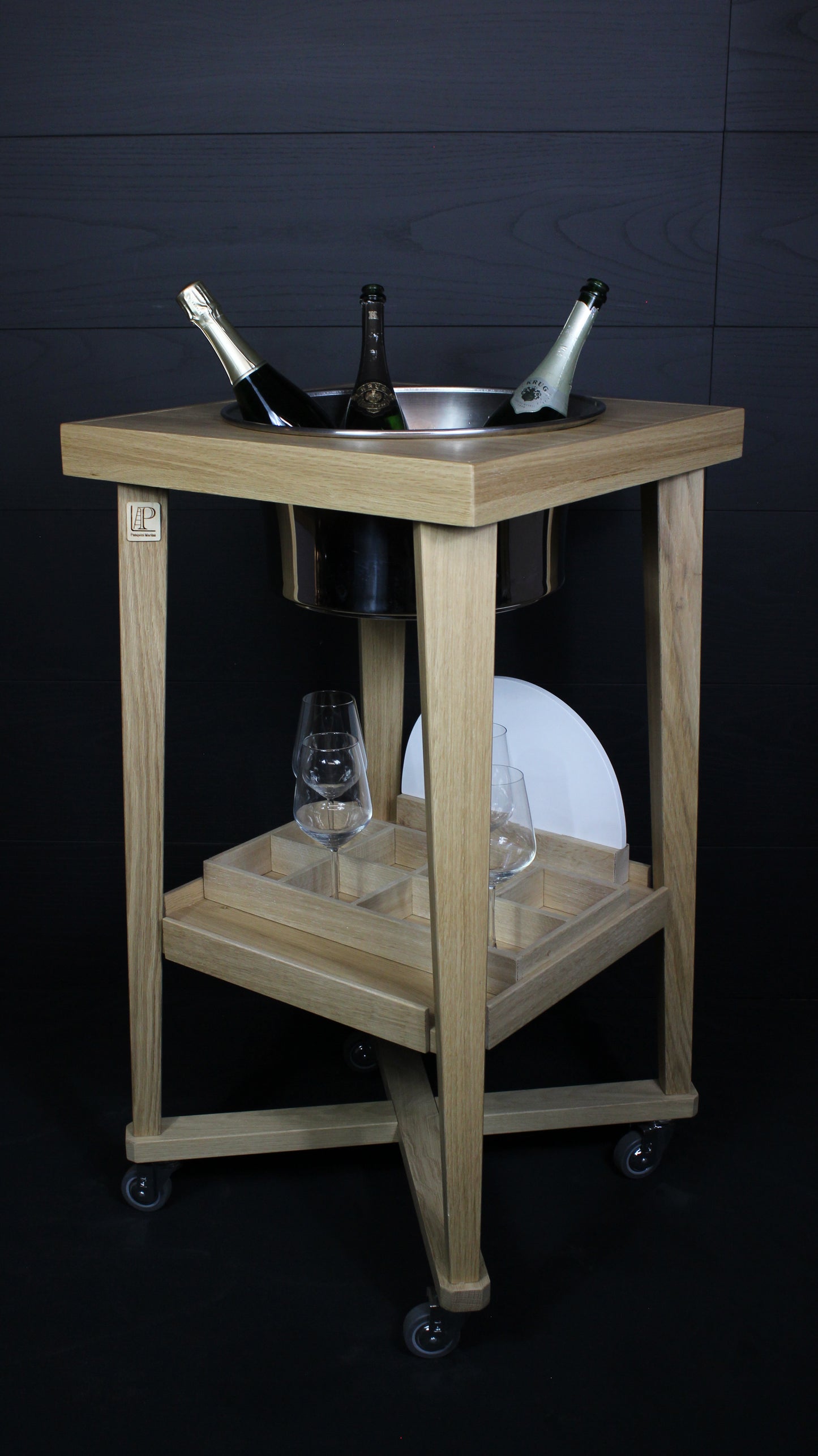 Carrello WINE TROLEY OAK WOOD 1