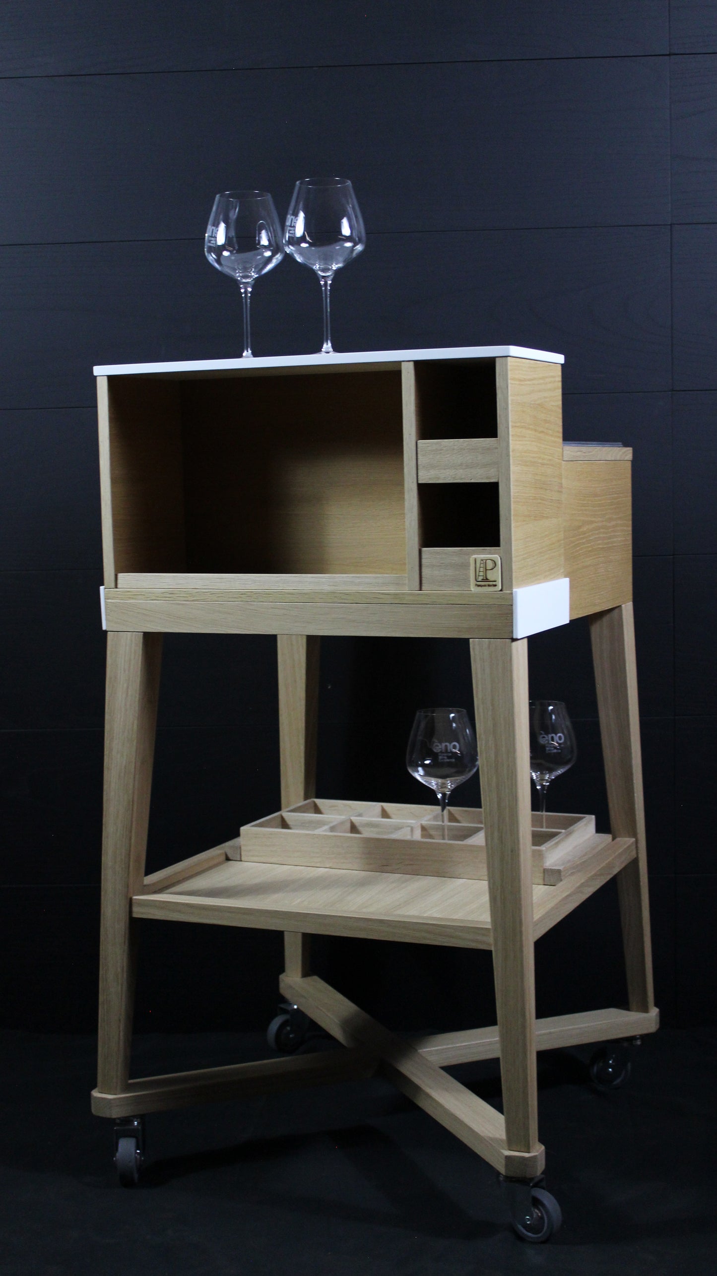 Carrello WINE TROLEY OAK WOOD 3
